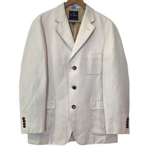 Brooks Brothers Linen Cotton Blend 3 Button Blazer Sport Coat Beige - Medium 40R